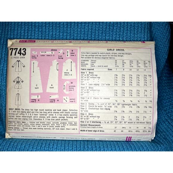 Simplicity 7743 Sewing pattern Girls dress A line fit and flare 1960s size 14 - Picture 3 of 5